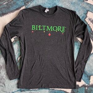 Next Level Asheville NC Biltmore House Christmas Long slv T shirt Unisex Size S